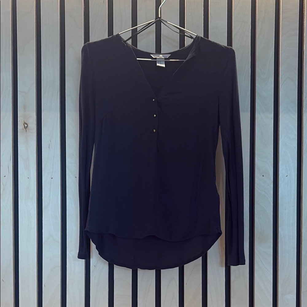 Women's Navy Long Sleeve Top